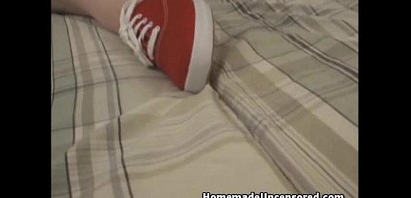 Horny brunette enjoys big vibrator